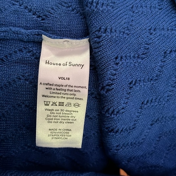 House Of Sunny Blue Knitted Bohemian Adjustable Spaghetti Strap Crop Top A23 - Picture 4 of 5